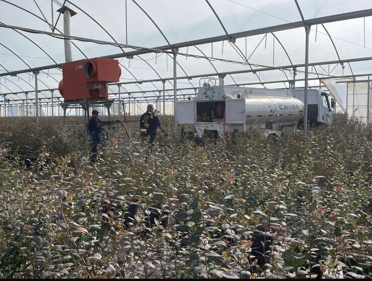 Distribución combustible en invernadero agrícola